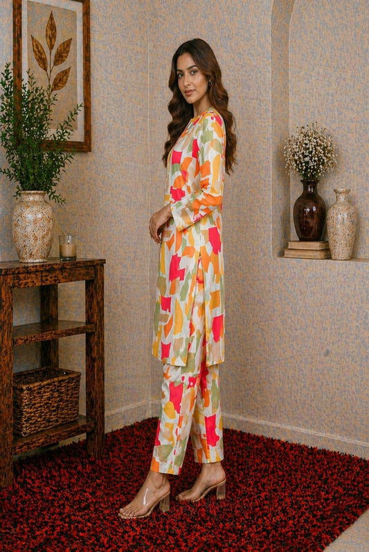 Elegant women’s unstitched summer lawn 2 piece dress in premium printed lawn fabric