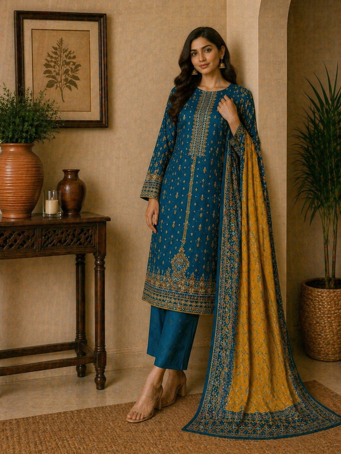 Designer unstitched 3 piece lawn suit with premium lawn fabric for summer fashion in Pakistan